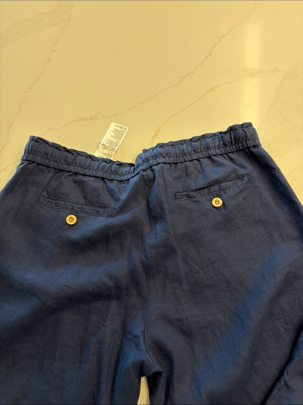 Tommy Bahama Woman’s  Drawstring Linen-Blend Pants — Navy - Picture 4 of 4
